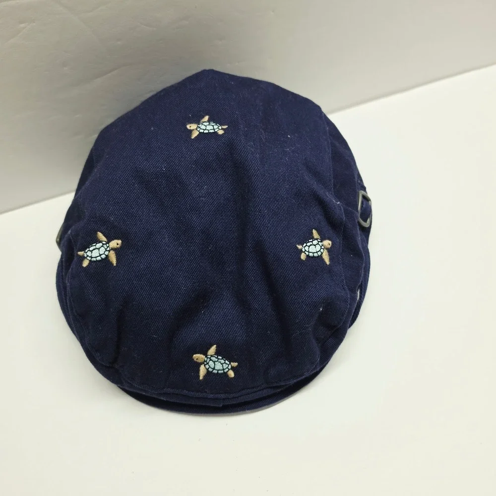 Janie and Jack Navy Blue Sea Turtle Embroidered Flat Cap Newsboy Hat 12-24M